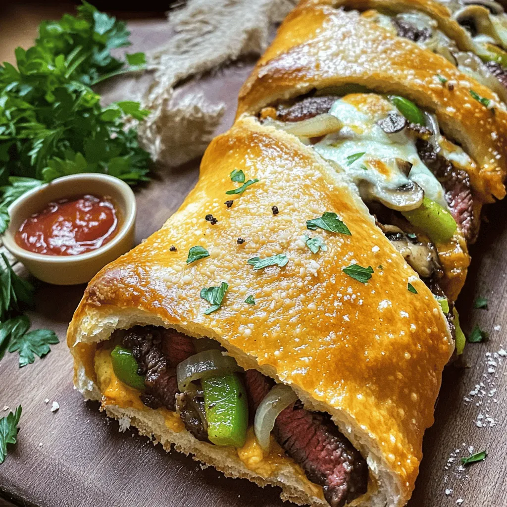 Mouthwatering Mozzarella Cheesesteak Stromboli Recipe