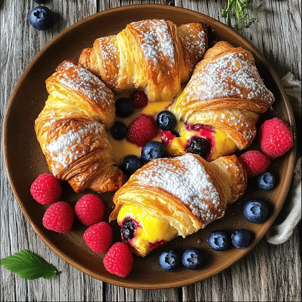To make a tasty Berry Croissant Bake, gather these simple ingredients: - 4 large croissants, torn into pieces - 1 cup mixed berries (strawberries, blueberries, raspberries) - 2 cups whole milk - 4 large eggs - 1/2 cup granulated sugar - 1 teaspoon vanilla extract - 1 teaspoon cinnamon - Pinch of salt - Powdered sugar for dusting (optional)