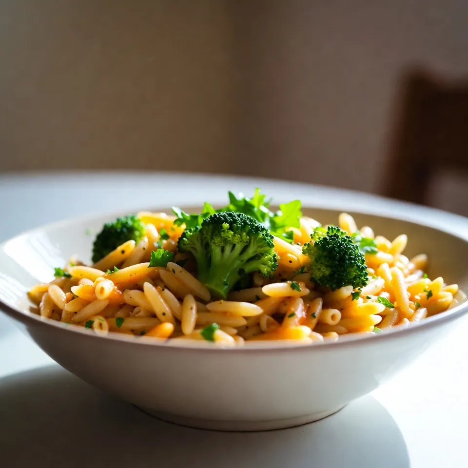 Creamy Broccoli Cheddar Orzo Easy and Flavorful Dish
