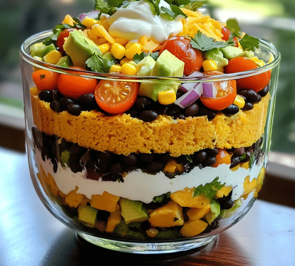 Cowboy Cornbread Trifle is a delightful and colorful dish that encapsulates the heart and soul of Southwestern cuisine. This layered masterpiece combines the rustic flavors of cornbread with a medley of fresh vegetables and protein-rich ingredients, creating a dish that is as visually appealing as it is delicious. Originating from the American Southwest, this innovative trifle showcases the region
