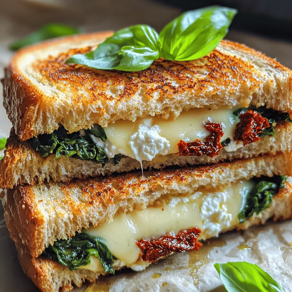 Sun-Dried Tomato, Spinach, and Ricotta Grilled Cheese Delight