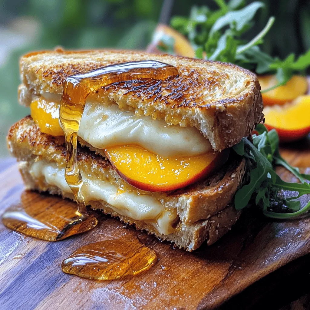 Cooking this Honey Peach White Cheddar Grilled Cheese is simple with the right ingredients. Here’s what you need: