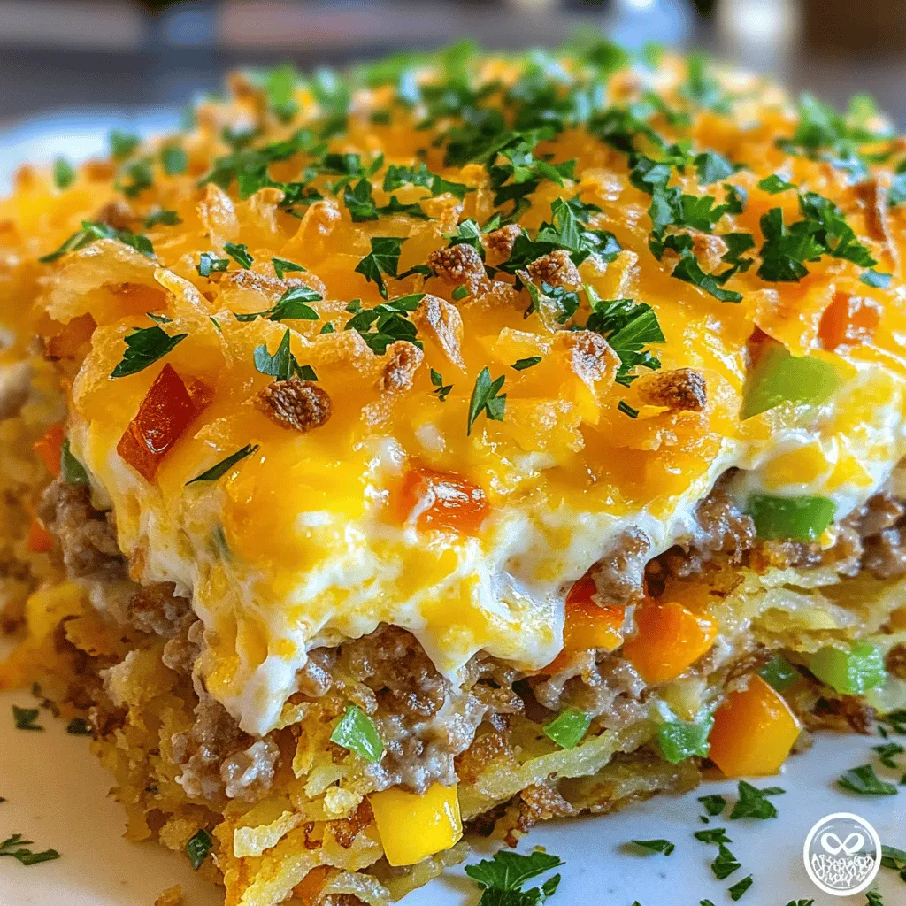 - 1 pound breakfast sausage - 4 large eggs - 2 cups frozen hash browns, thawed - 1 cup shredded cheddar cheese