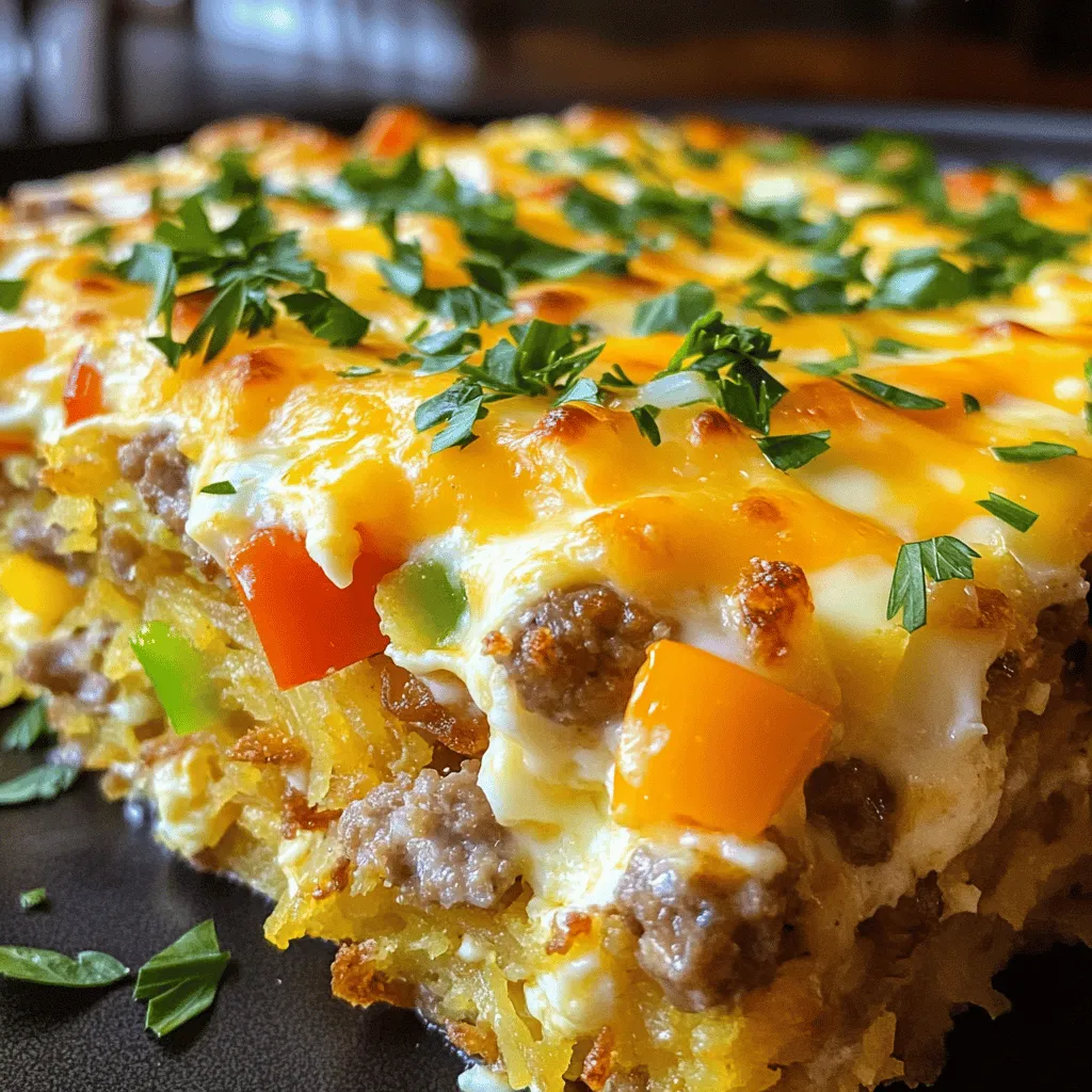 Breakfast Casserole with Eggs, Potatoes and Sausage Delight