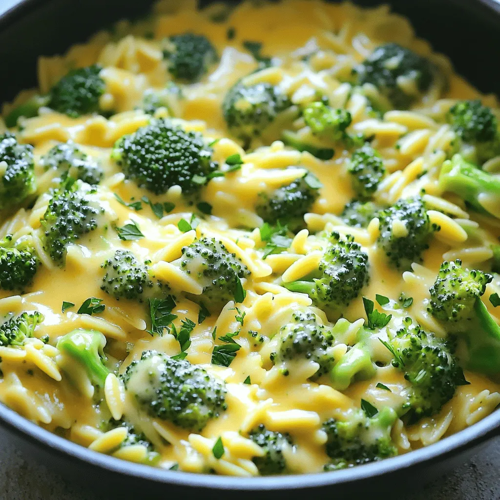 One-Pot Broccoli Cheddar Orzo Quick and Creamy Dish
