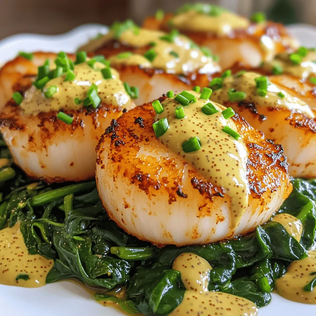 Cajun Seared Scallops with Spicy Mustard Cream Delight