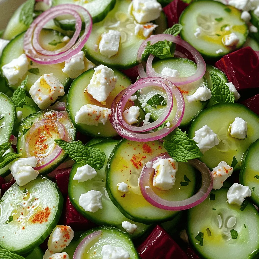 To make a cucumber and beetroot salad, you need fresh ingredients. Here are the main items: