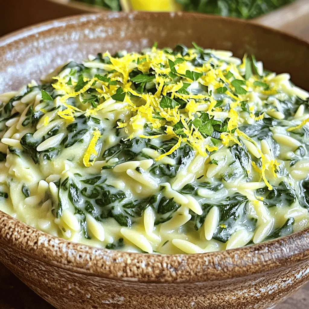 One Pot Creamy Lemon Spinach Orzo Recipe Delight