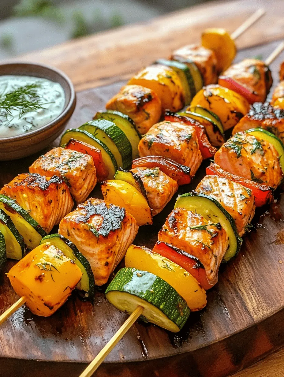 Grilled Salmon Skewers with Creamy Dill Yogurt Sauce: A Culinary Delight