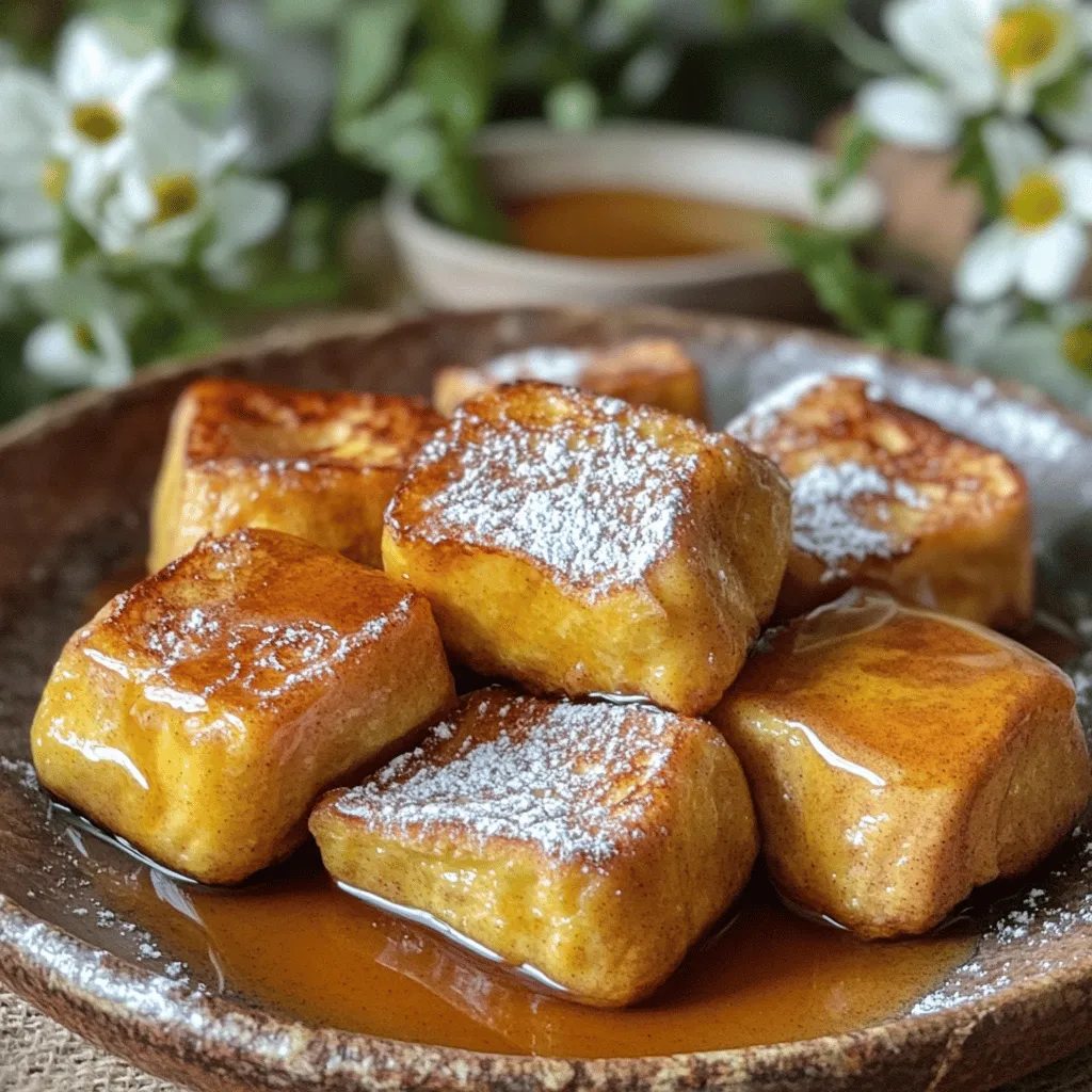 To make cinnamon roll french toast bites, you need simple ingredients.