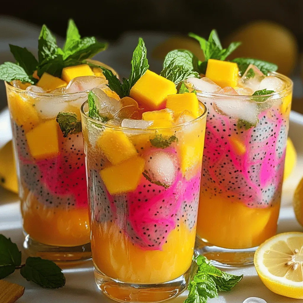 Mango Dragon Fruit Lemonade Refreshing Summer Drink