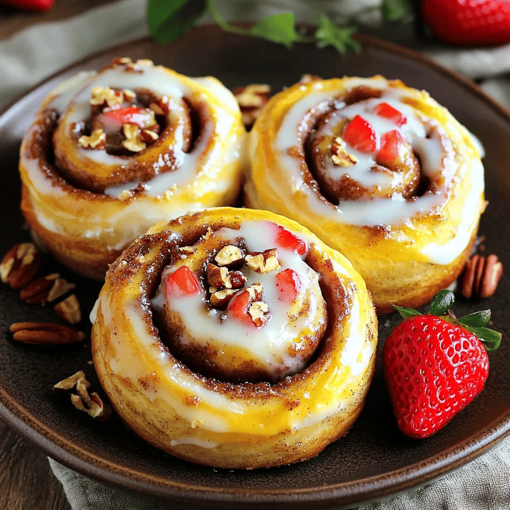 Strawberry Cheesecake Cinnamon Rolls with Pecans Delight