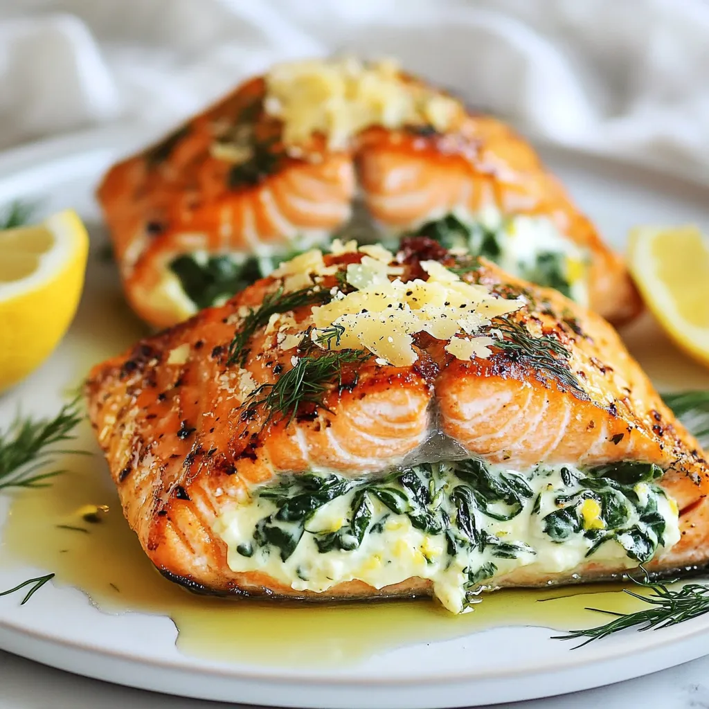Creamy Garlic Spinach Stuffed Salmon Delightful Dish