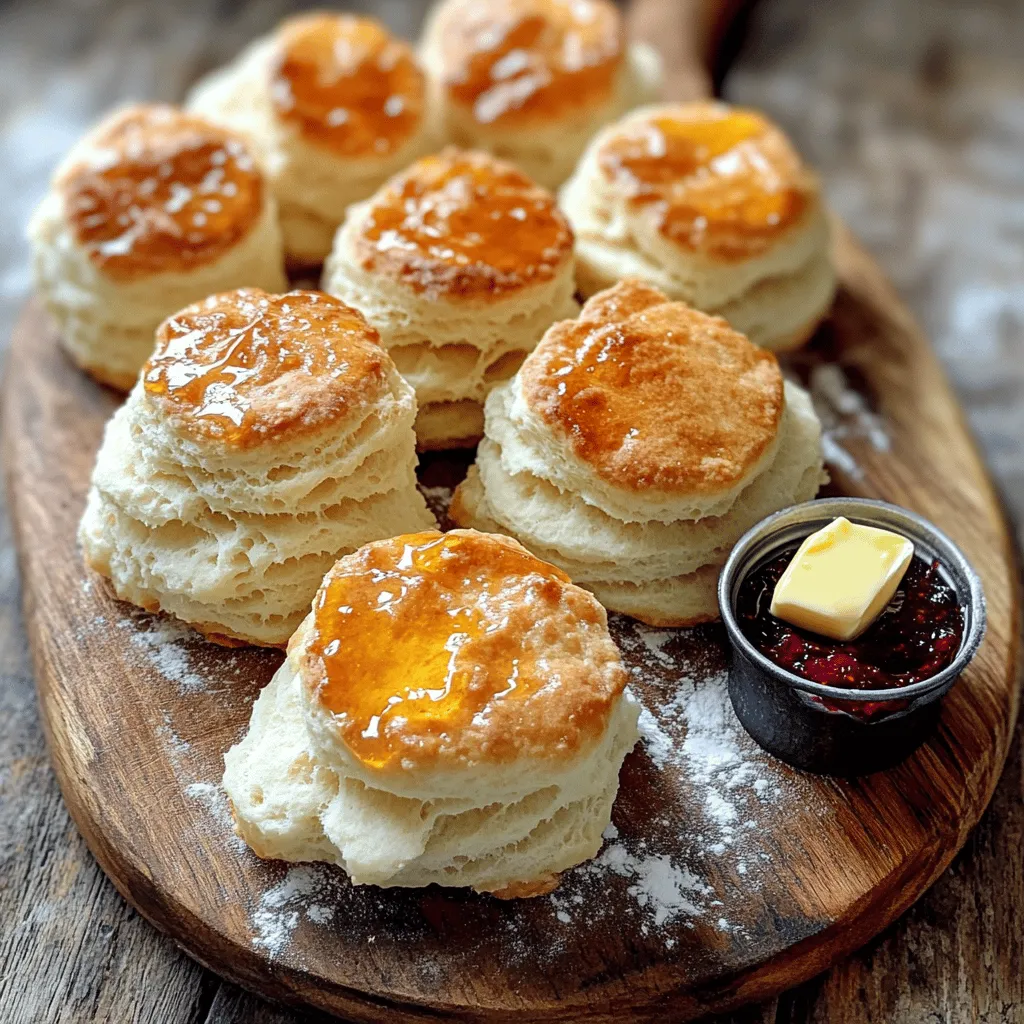 - 2 cups all-purpose flour - 1 tablespoon baking powder - 1/2 teaspoon baking soda - 1 teaspoon salt - 1/4 cup unsalted butter, chilled and cubed - 1/2 cup full-fat buttermilk - 1/4 cup sour cream - 1 tablespoon honey (optional) - Extra flour for dusting