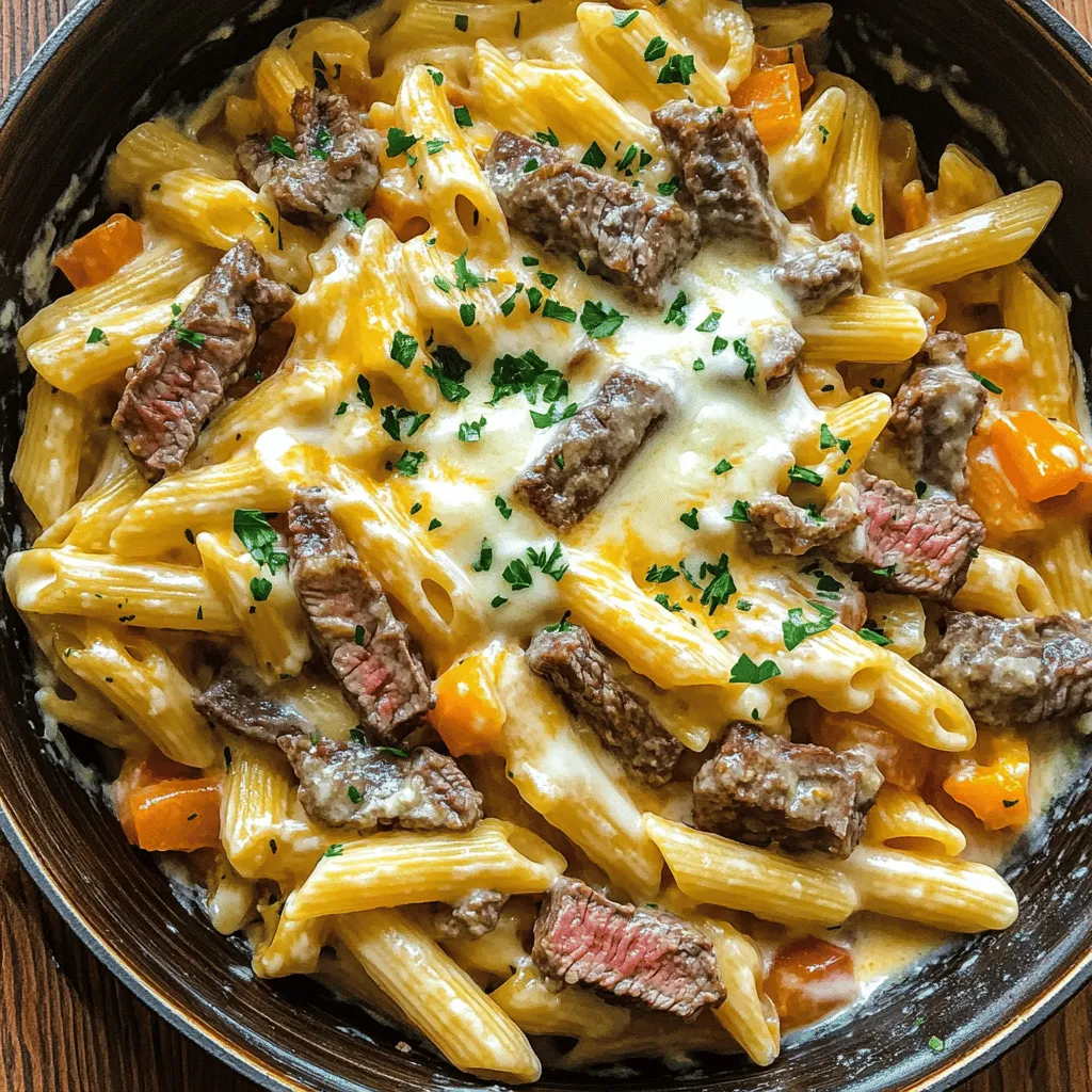 One-Pot Philly Cheesesteak Pasta Skillet Easy Delight