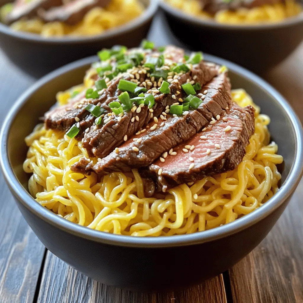 - 8 oz. egg noodles - 1 lb. flank steak, sliced thinly - 4 tablespoons unsalted butter