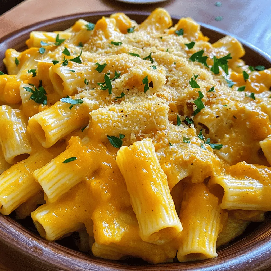 Savory Pumpkin and Gruyere Rigatoni Comfort Food Dish
