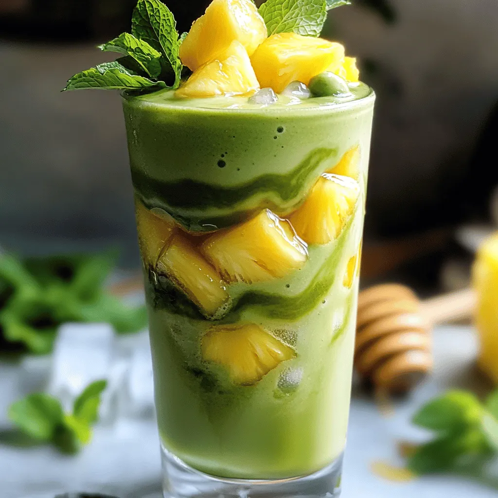 Pineapple Matcha Frappe Refreshing Flavorful Drink
