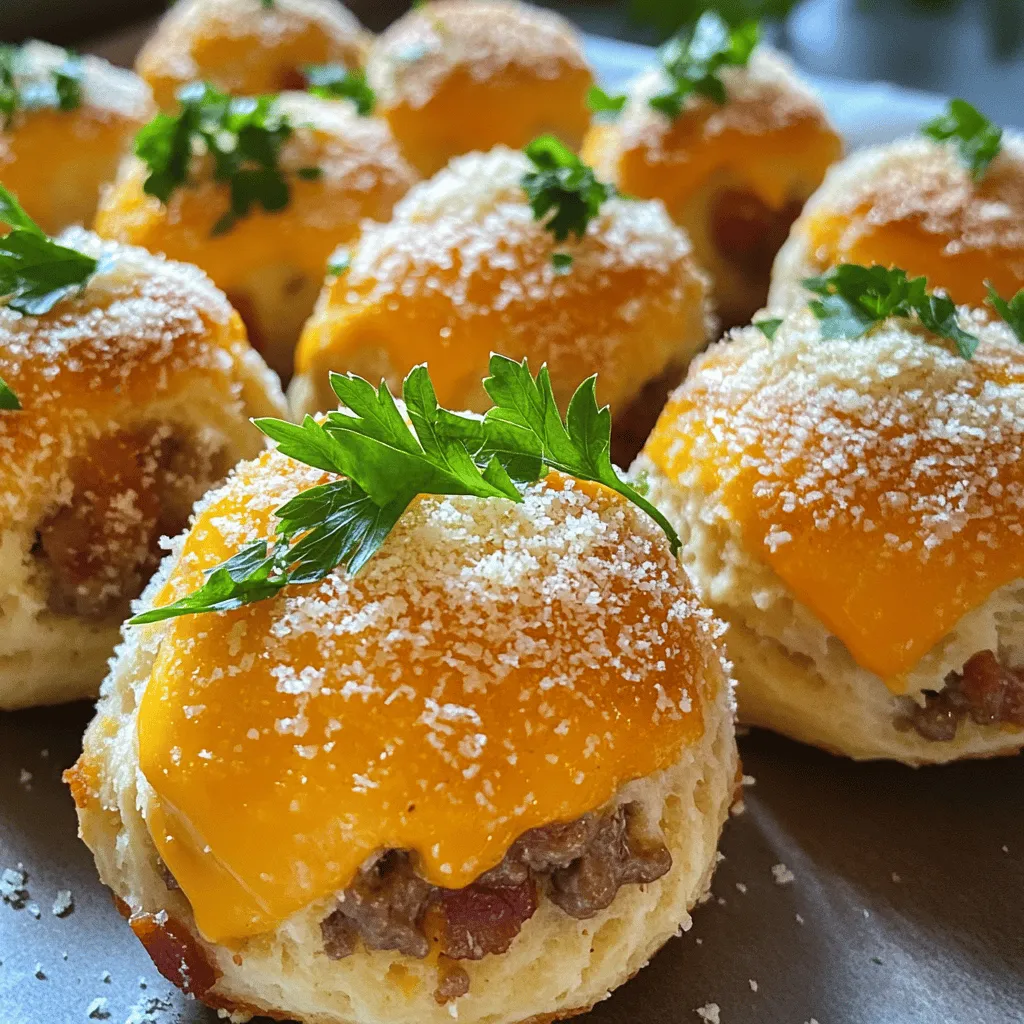 Garlic Parmesan Bacon Cheeseburger Bombs are a fun twist on a classic dish. They are tasty bites filled with juicy beef, gooey cheese, and crispy bacon. Each bomb packs a flavor punch. You can enjoy them as a snack or serve them at parties.