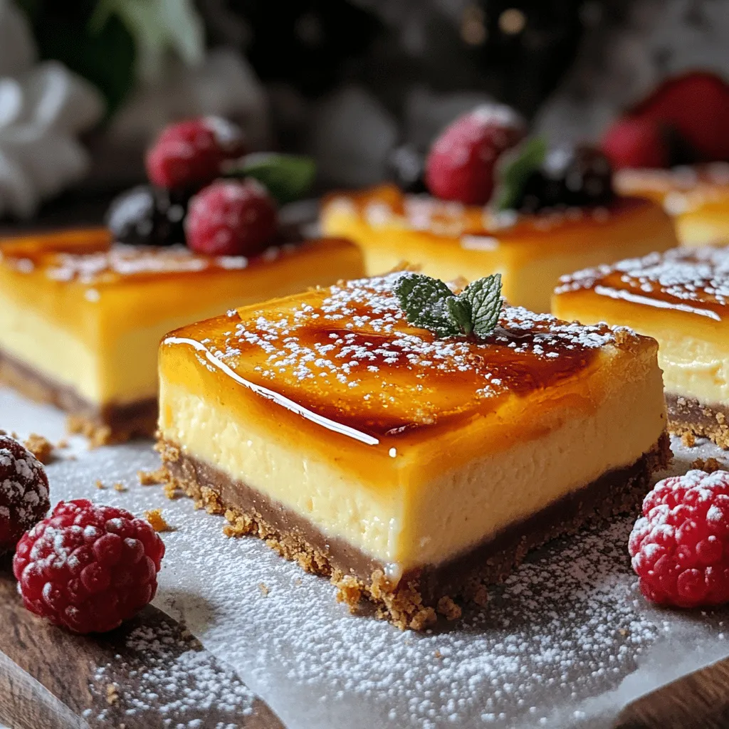 To make Crème Brûlée Cheesecake Bars, you need some key ingredients. Here’s what you will need: