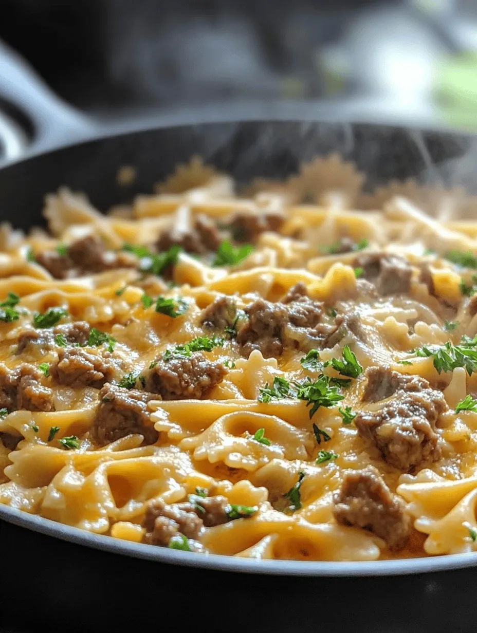 Cheesy Beef &#038; Bowtie Pasta in Garlic Butter Recipe