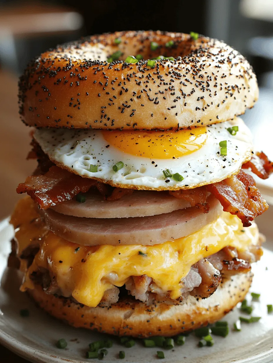 Four Meat, Four Cheese Bagel Breakfast Sandwich: A Gourmet Morning Treat