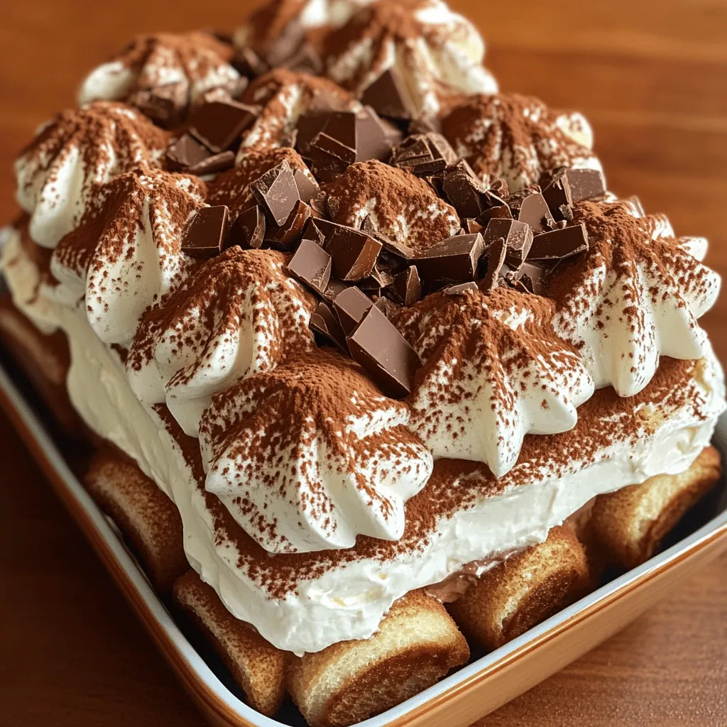 - 2 cups brewed espresso, cooled - 3 tablespoons cocoa powder, plus extra for dusting - 1 cup heavy cream - 1 cup mascarpone cheese - 3/4 cup granulated sugar - 1 teaspoon vanilla extract - 24 ladyfinger biscuits - 1/4 cup milk chocolate shavings (for garnish) - 1/4 teaspoon instant coffee granules (optional)