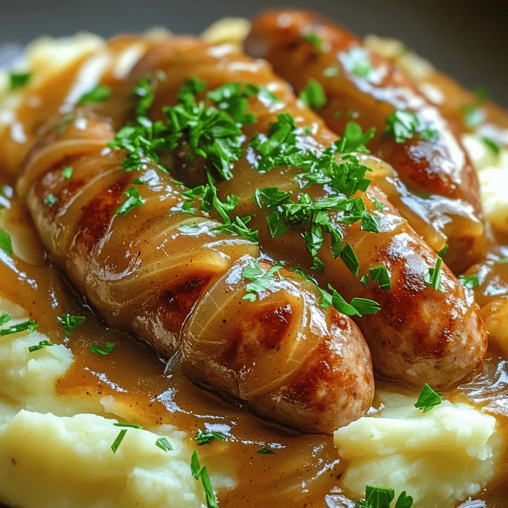 The heart of bangers and mash lies in its simple yet flavorful ingredients. You need quality sausages, creamy mashed potatoes, and rich onion gravy. Each part plays a key role in creating this comforting dish.