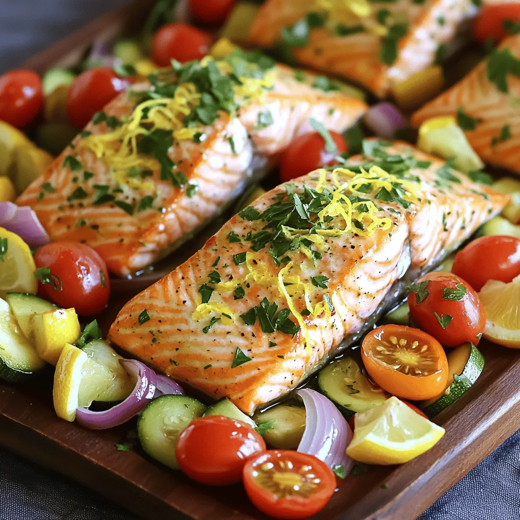 Sheet Pan Lemon Herb Salmon &#038; Veggies Delight