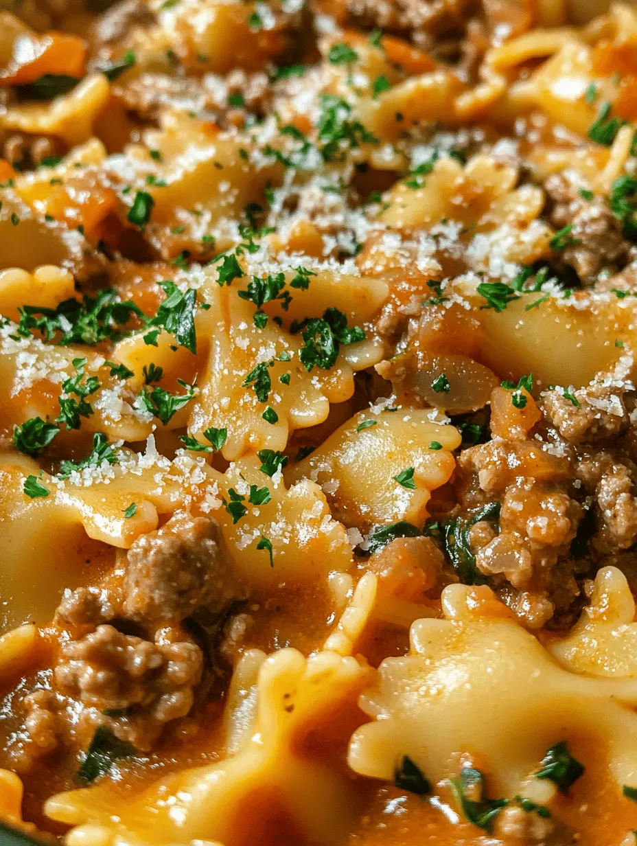 Creamy Beef and Bowtie Bliss: A Comforting Pasta Delight
