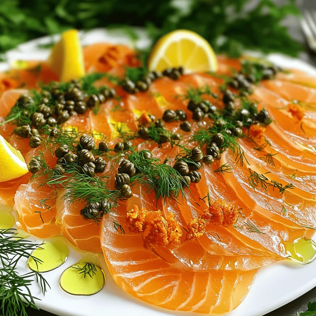 Smoked Salmon Carpaccio with Fried Capers and Herbs