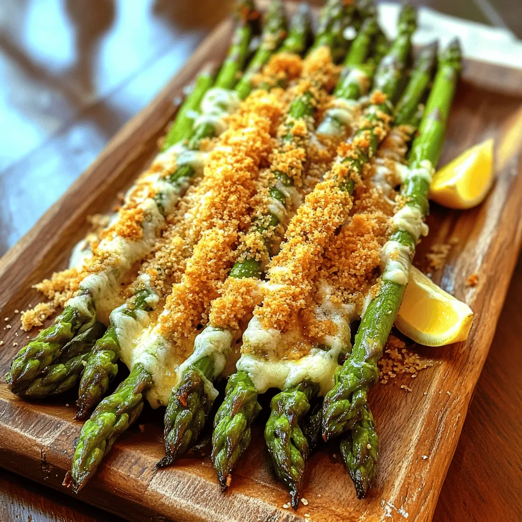 For this dish, start with fresh asparagus. Look for bright green spears that are firm and straight. You want about one bunch, which is around 1 pound. Trim the ends to remove any tough parts. This helps them cook evenly and taste better.