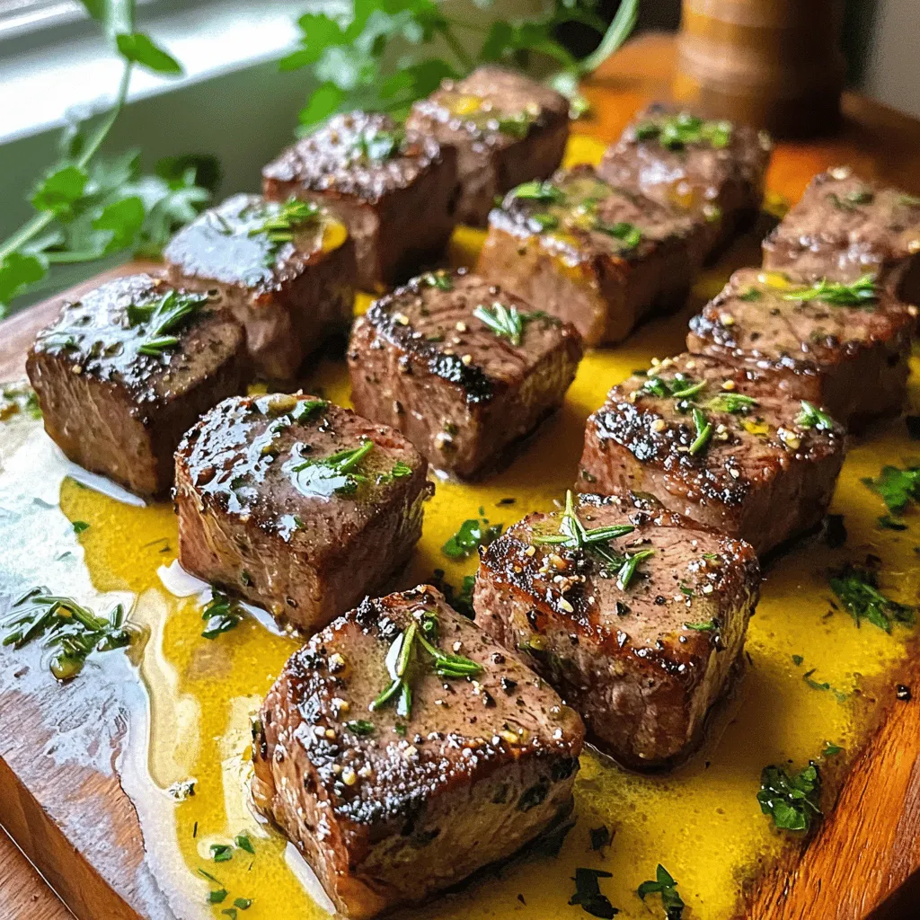 Irresistible garlic butter steak bites are small pieces of juicy steak cooked in a rich garlic butter sauce. What makes this recipe irresistible? The steak sears well, giving it a nice crust. The garlic butter adds flavor and keeps the meat tender. You get a burst of flavor in each bite that no one can resist.