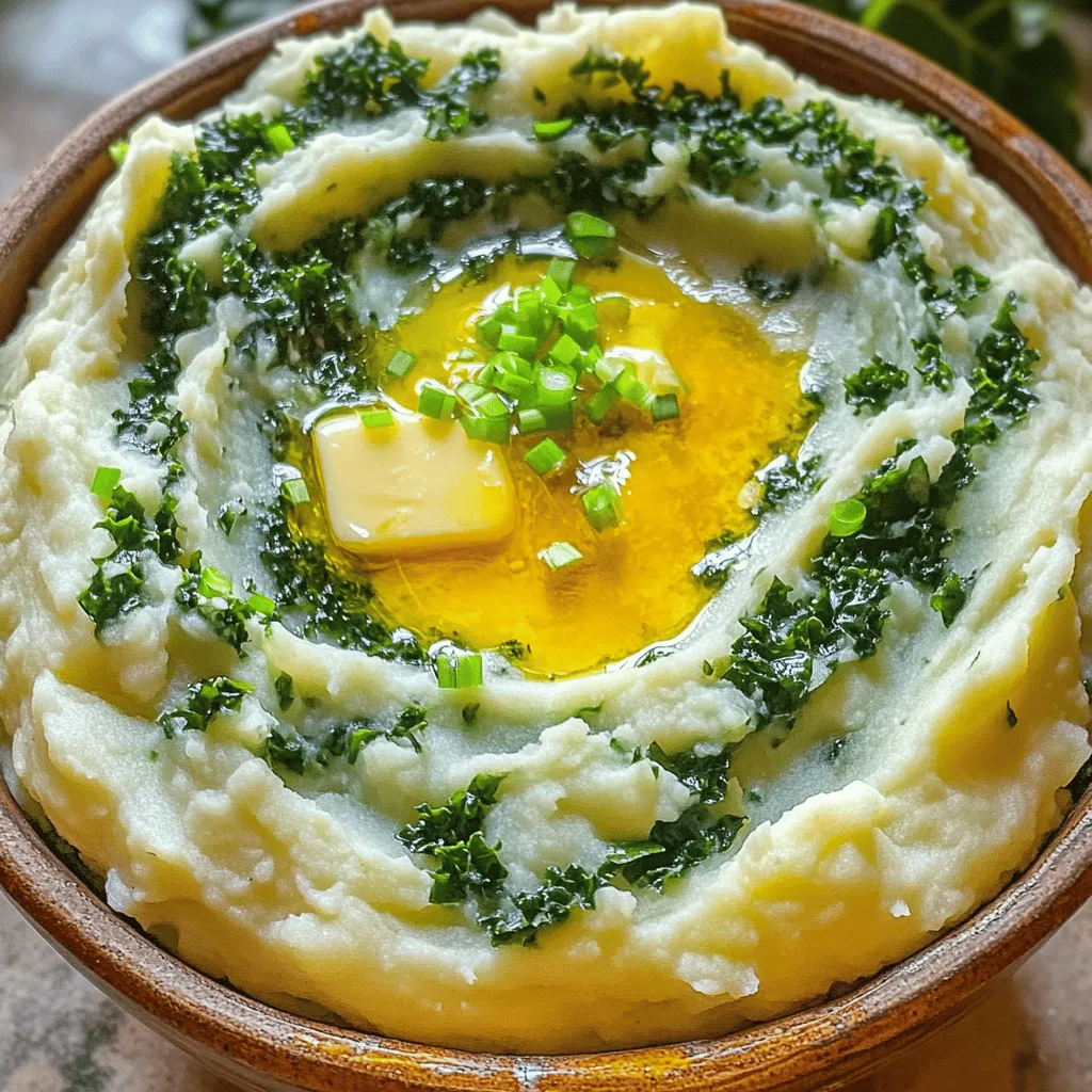 To make colcannon, you need a few simple ingredients. The main star is the potato. I prefer using large russet potatoes. They are fluffy and absorb flavors well. You will need about four of them. Next, you need greens. Kale or cabbage works best for a classic taste. Four cups should be enough for a good mix.