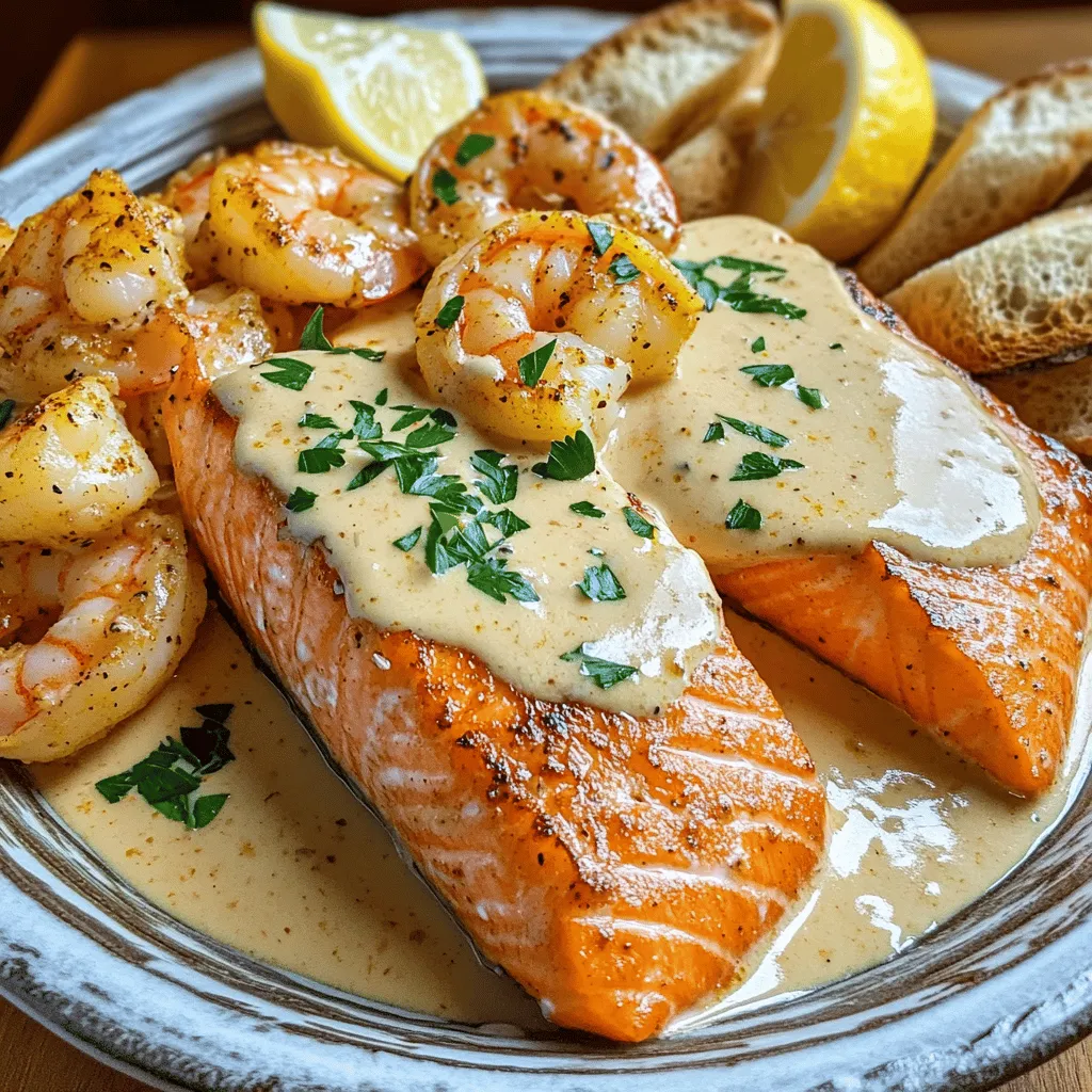 Cajun Shrimp &#038; Salmon with Garlic Cream Bold Seafood Dish