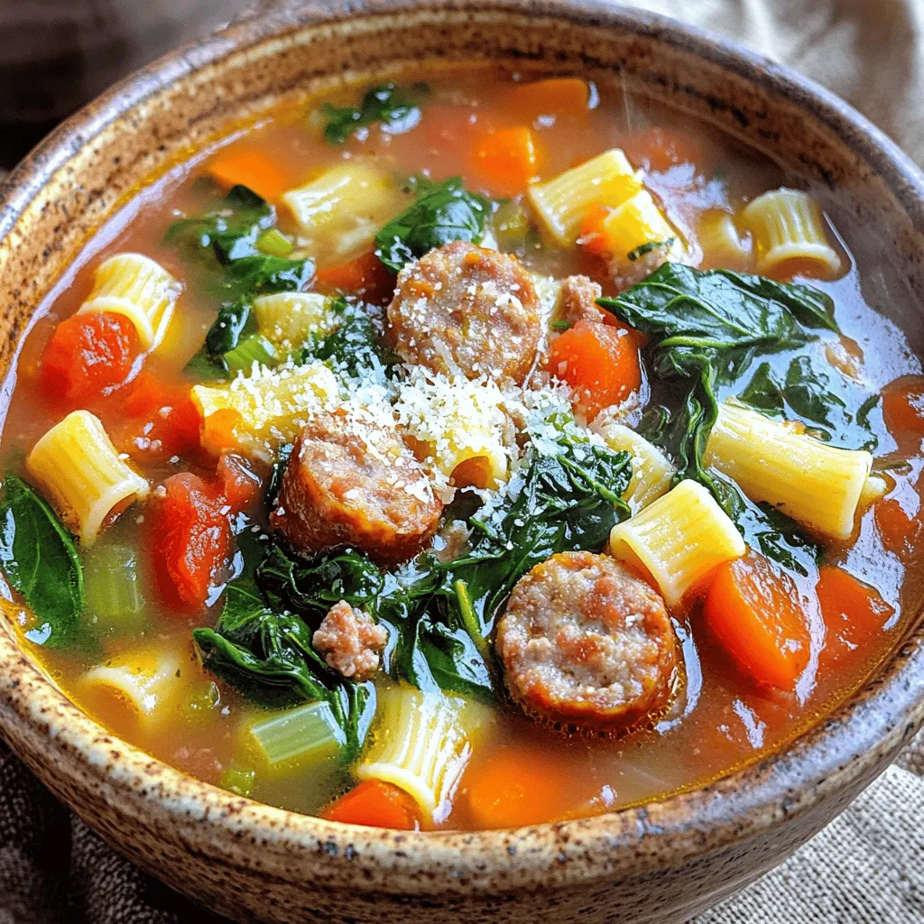 When making sausage soup, choosing the right sausage is key. The best sausage for soup adds flavor and depth. I often use Italian sausage, as it brings a nice spice. You can choose mild or spicy based on your taste. Other great options include chorizo or kielbasa. These sausages add a unique twist to your soup.