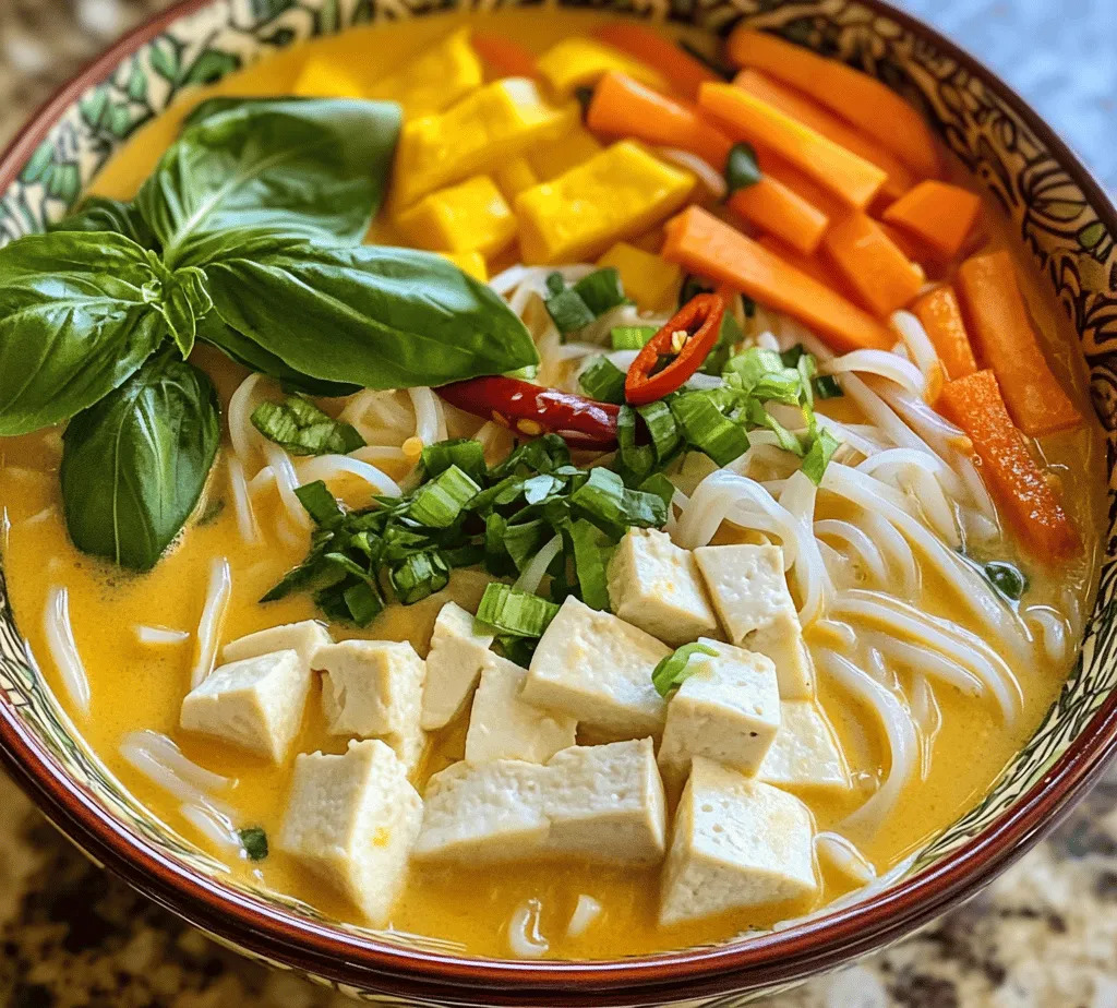 Dive into the vibrant world of Thai cuisine with a comforting bowl of Thai Red Curry Noodle Soup. This dish is a delightful marriage of creamy coconut milk, aromatic red curry paste, and a colorful array of fresh vegetables, all intertwined with delicate rice noodles and tofu. It’s not just a meal; it’s an experience that transports your taste buds straight to the bustling streets of Thailand. Whether you