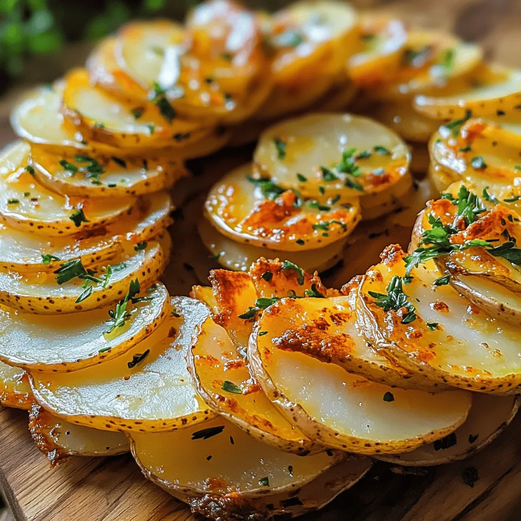 - 4 medium-sized Yukon Gold potatoes - 4 cloves of garlic, minced - 2 tablespoons olive oil - 2 teaspoons fresh rosemary, chopped - 1 teaspoon smoked paprika - Salt and pepper to taste - Fresh parsley, chopped (for garnish)