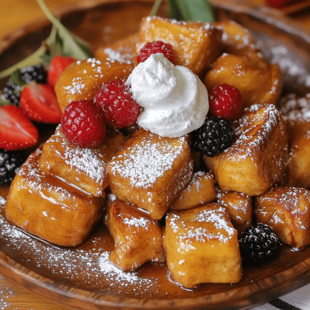 Cinnamon roll French toast bites are a fun twist on two breakfast favorites. They blend the warm, sweet flavors of cinnamon rolls with the soft, custardy goodness of French toast. Each bite is a mini treat, perfect for sharing or enjoying solo. The best part? They are easy to make and always impress.