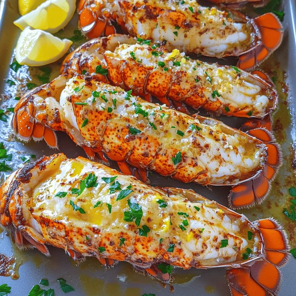 - 4 lobster tails - 1/2 cup unsalted butter - 4 cloves garlic, minced - 1/2 teaspoon smoked paprika - 1/4 teaspoon cayenne pepper - 1 cup heavy cream - 1/4 cup freshly grated Parmesan cheese - Salt and pepper to taste - Fresh parsley, chopped (for garnish) - Lemon wedges (for serving)