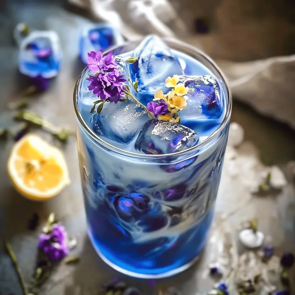 The main star of your drink is butterfly pea flower tea. This tea has a bright blue color. It comes from the dried flowers of the Clitoria ternatea plant. It is caffeine-free and full of antioxidants. The tea is easy to brew and packs a lovely flavor.