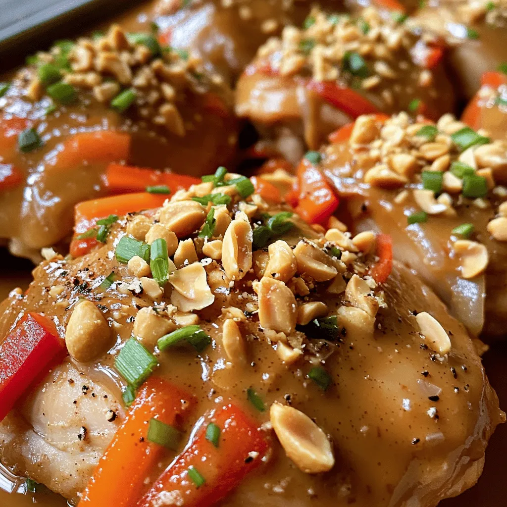 - 2 pounds boneless, skinless chicken thighs - 1 cup creamy peanut butter - 1 cup coconut milk - 1/4 cup soy sauce (or tamari for gluten-free)