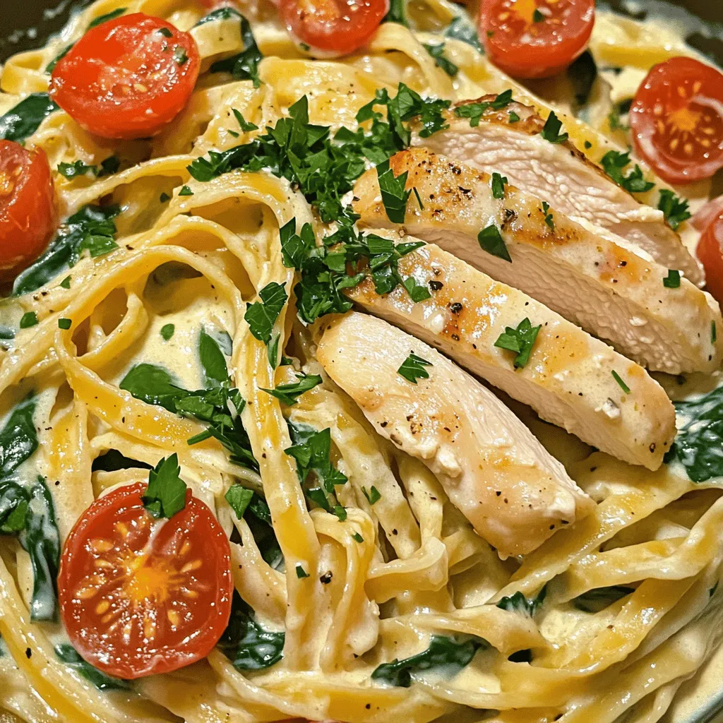 Cooking this Creamy Garlic Chicken and Parmesan Pasta Delight starts with gathering fresh ingredients. Here’s what you need: