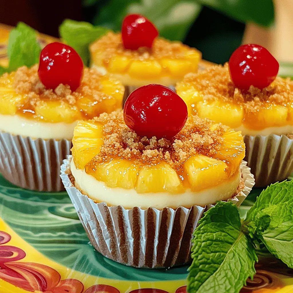 - 1 cup crushed graham crackers - 4 tablespoons unsalted butter, melted - 16 oz cream cheese, softened - ½ cup granulated sugar - 1 teaspoon vanilla extract - 2 large eggs - 1 cup crushed pineapple, drained - ½ cup brown sugar - ¼ cup maraschino cherries, halved - Pinch of salt