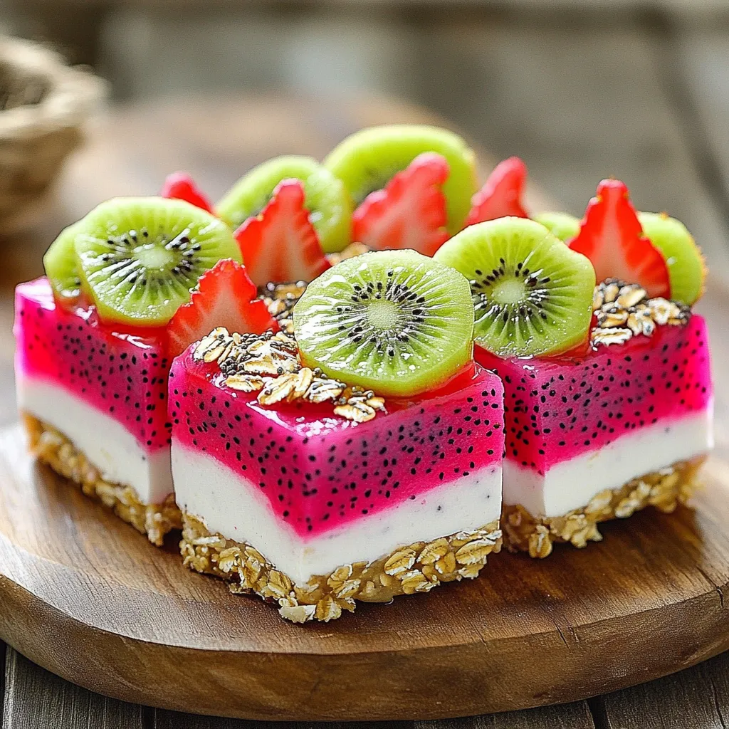 No Bake Dragon Fruit Smoothie Bars Easy Snack Recipe