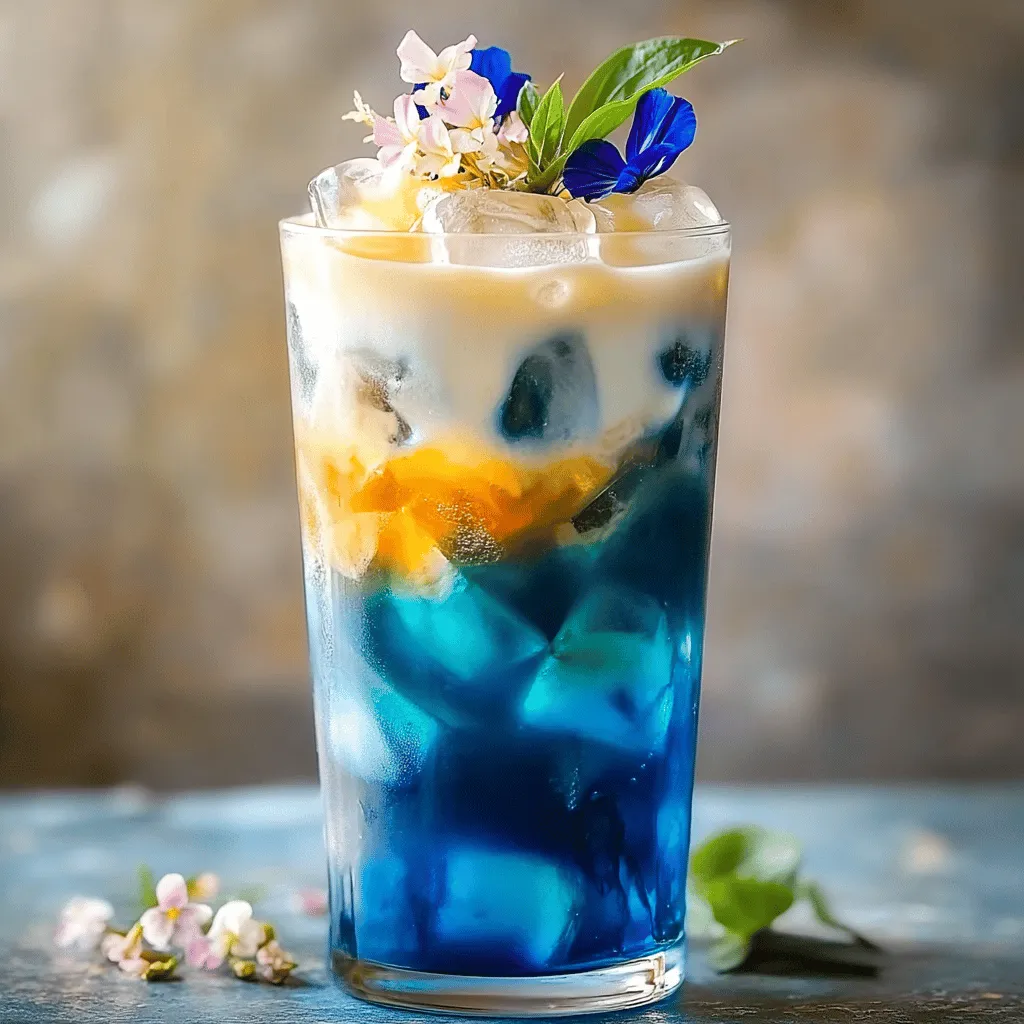 Iced Butterfly Pea Flower Tea Latte Refreshing Delight