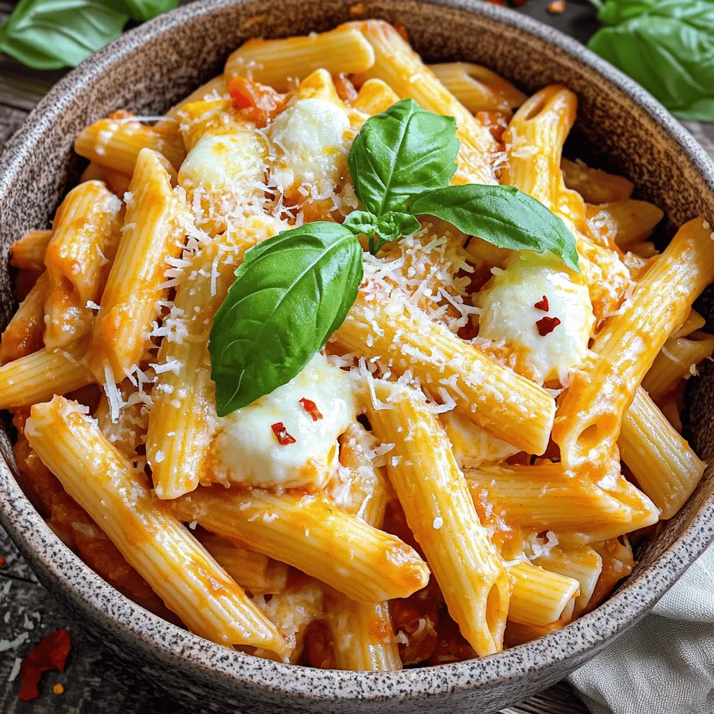 To make this dish, you start with the pasta. Boil salted water in a large pot. Add 8 oz of penne pasta. Cook it until it’s al dente. This takes about 8 to 10 minutes. Once it’s done, drain and set the pasta aside.