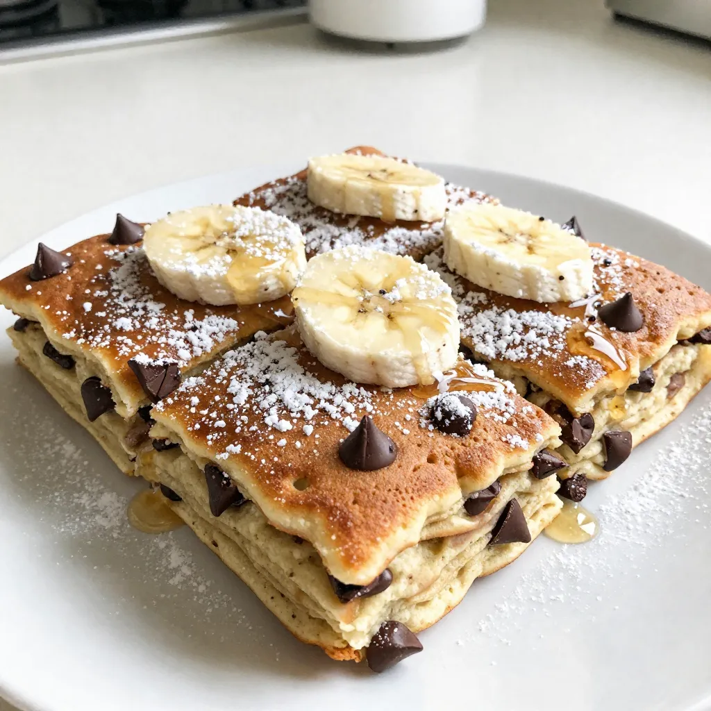 Banana Chocolate Chip Sheet Pancake Easy and Delicious