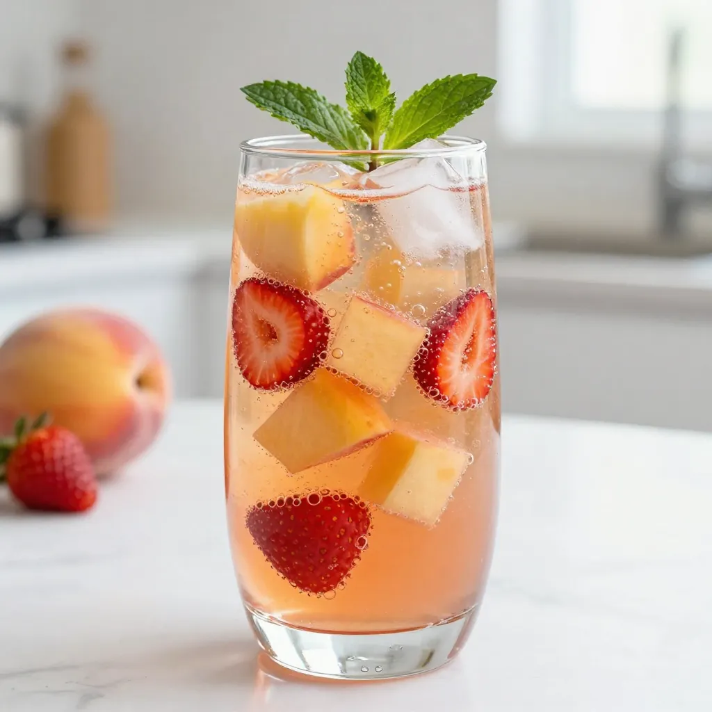 Peach Strawberry Sangria Mocktail Refreshing Recipe