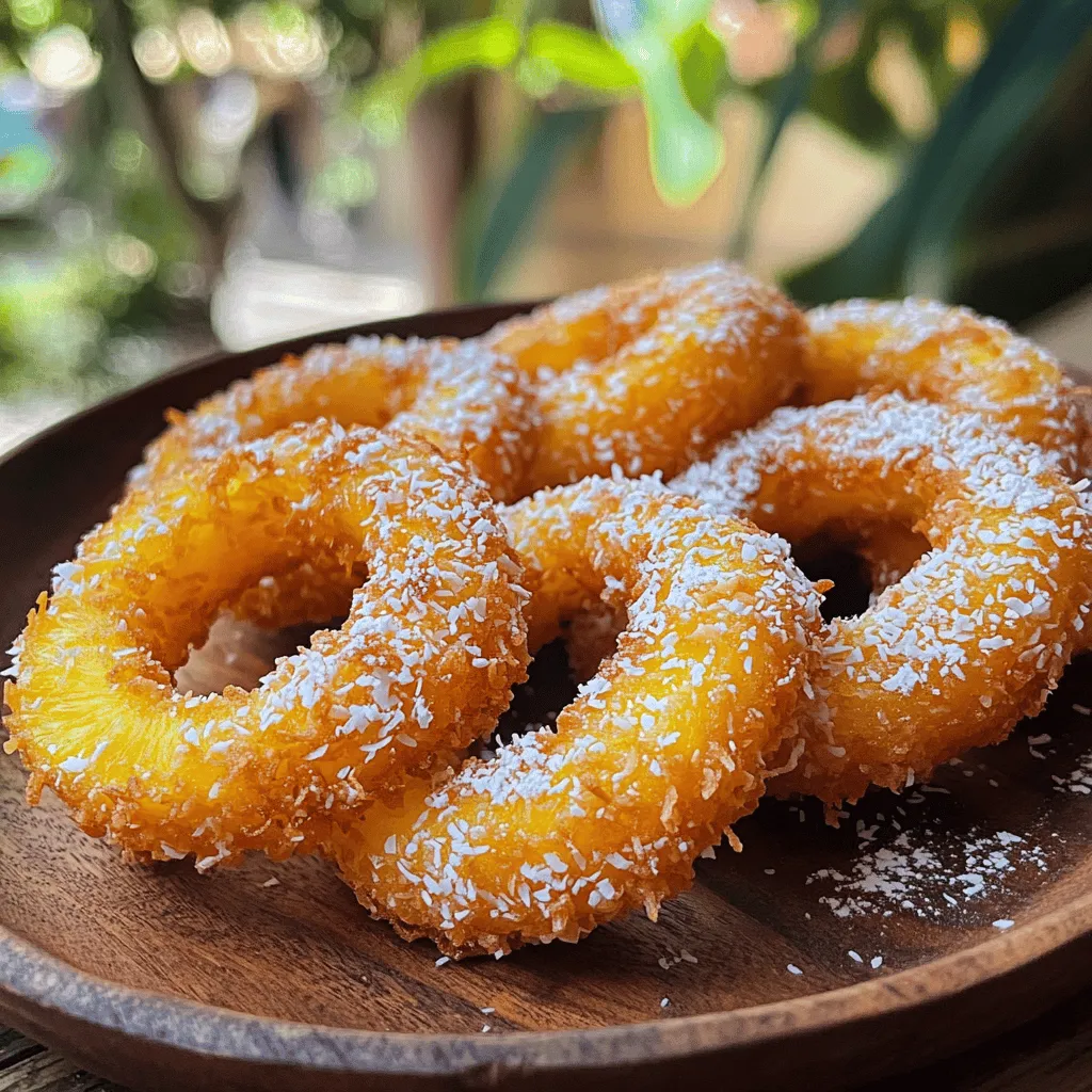 To make fried pineapple rings, you need simple yet tasty ingredients. The main star is a fresh pineapple. This fruit brings a sweet and tangy flavor. You will also need flour, cornstarch, baking powder, and salt. These dry ingredients help create a nice batter.